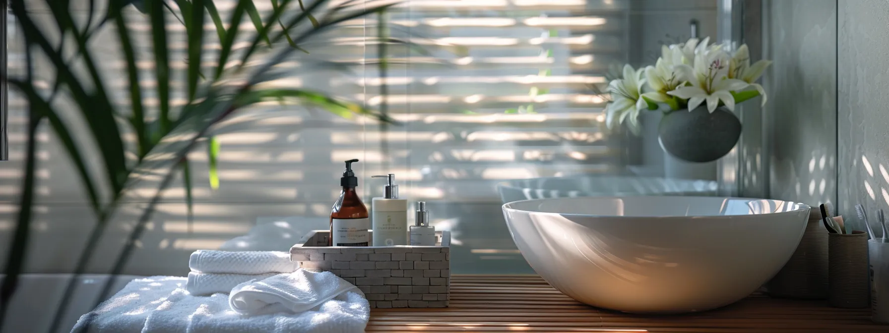 a newly resurfaced bathroom with fresh finishes and accessories being added.