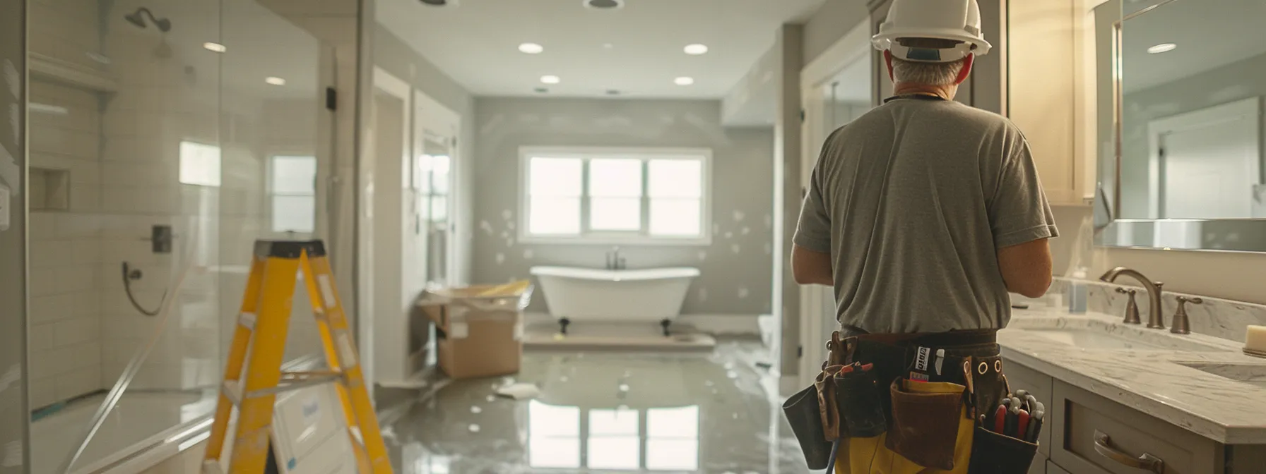 homeowner observing contractor navigating challenges in the bathroom remodel space.