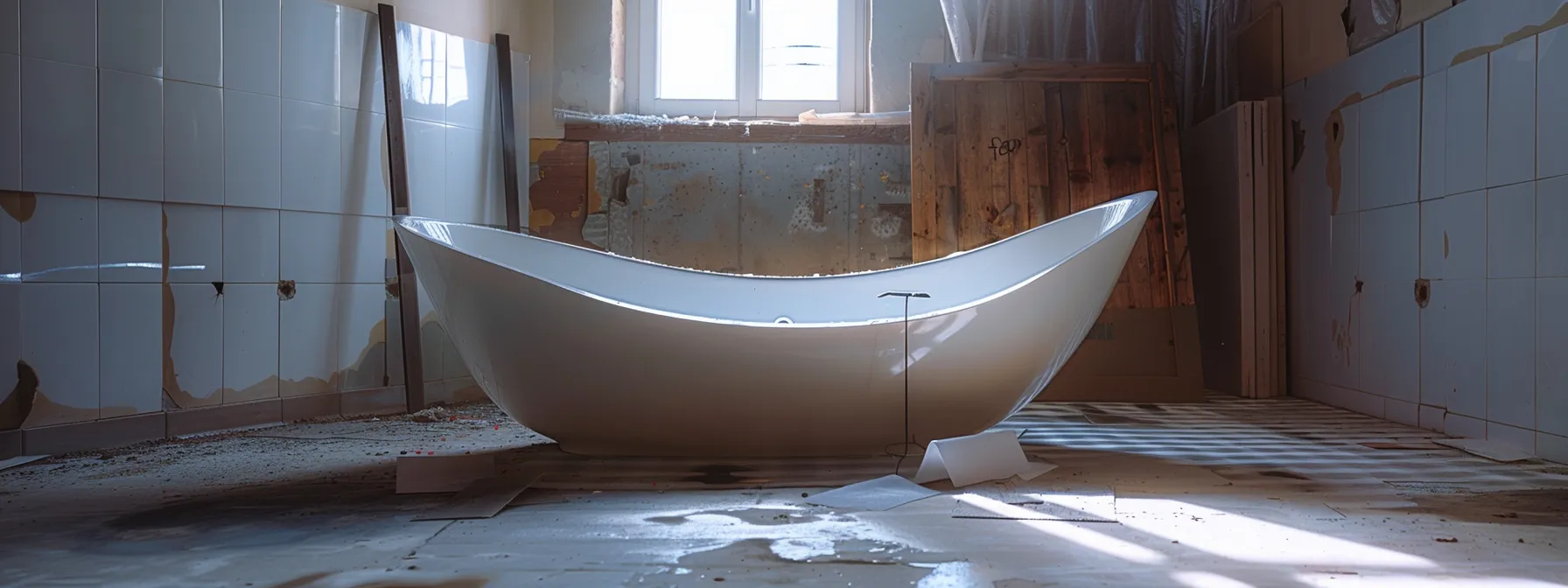 a bathtub being resurfaced with cost-effective materials to enhance durability and aesthetics.