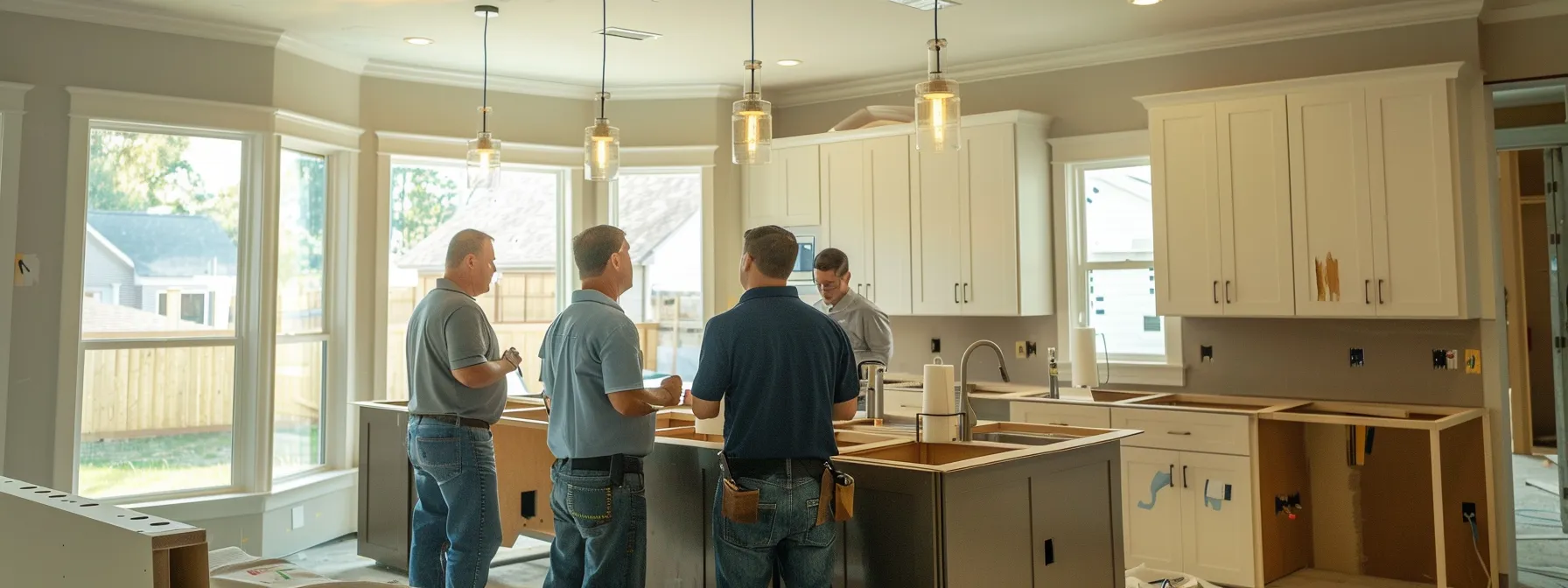 contractors discussing kitchen renovation costs and project aspects.