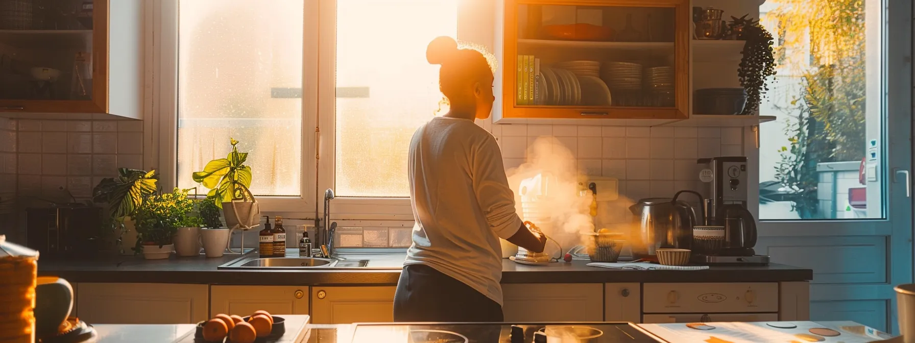 a person painting kitchen cabinets to give them a new look and save money.