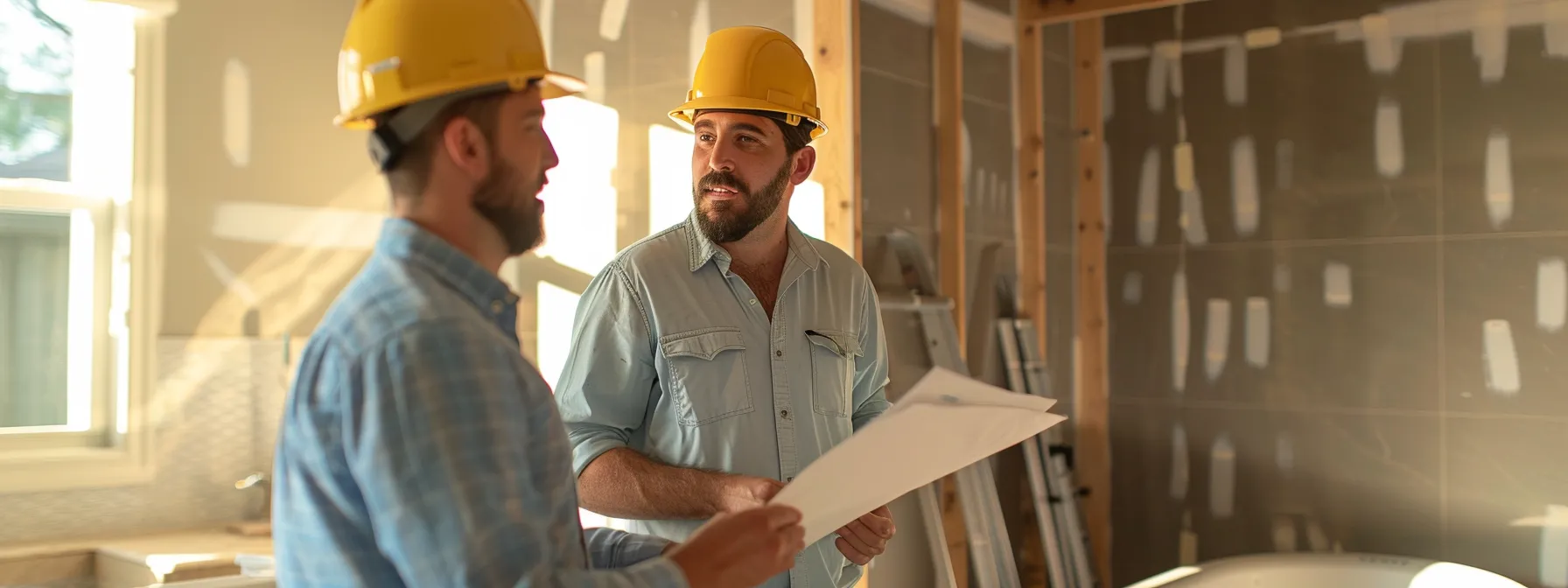 a professional contractor discussing bathroom resurfacing plans with a homeowner.