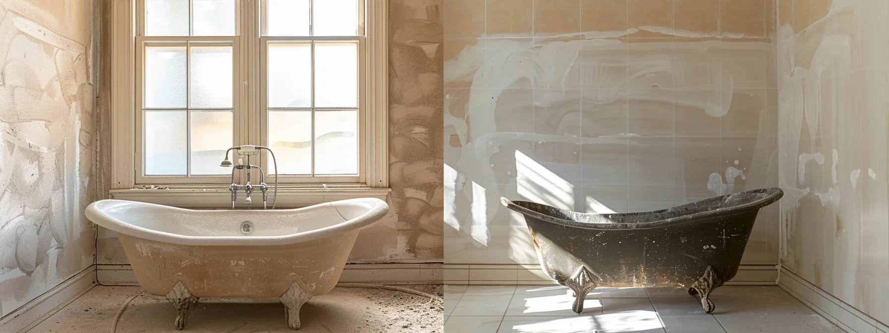 a bathtub being refinished with a fresh new finish, showcasing the benefits of bathtub reglazing over a full remodel.