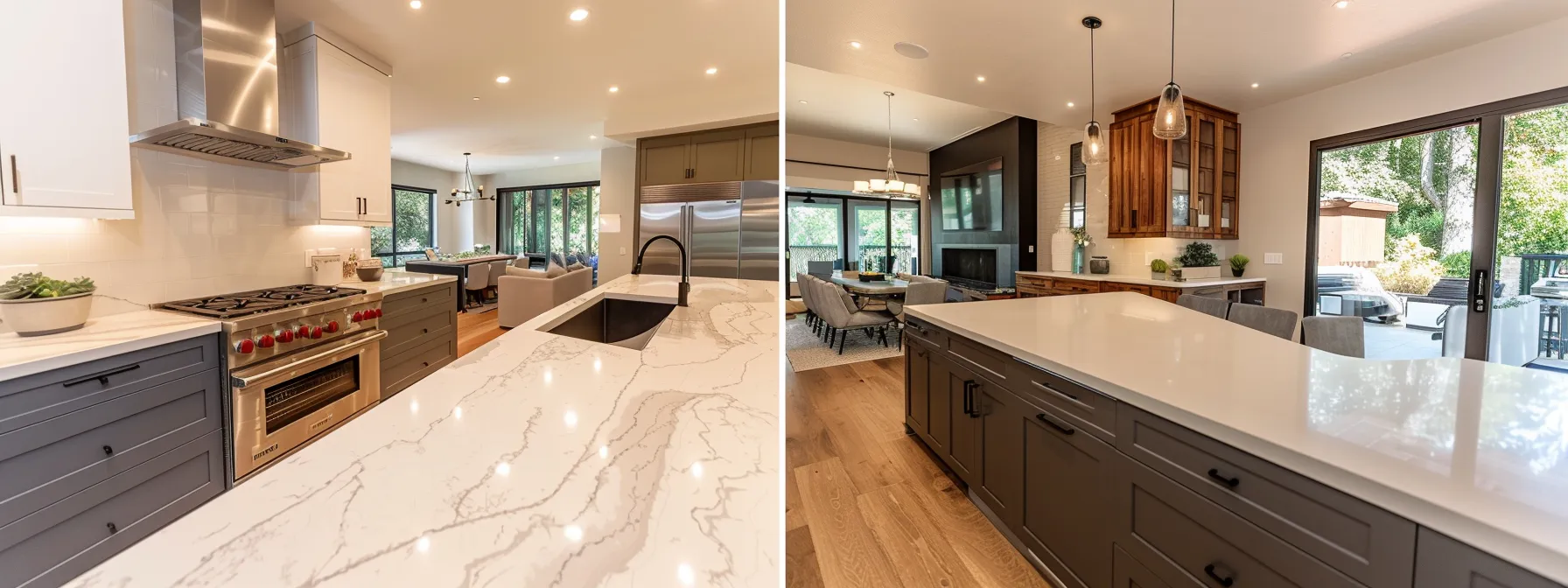 a newly resurfaced kitchen with modern countertops and updated cabinetry.