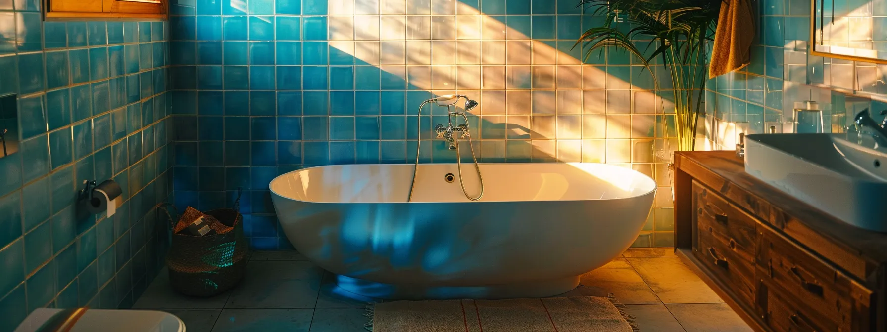 a bathroom being renovated with recycled fixtures and sustainable materials to reduce waste and promote green building.