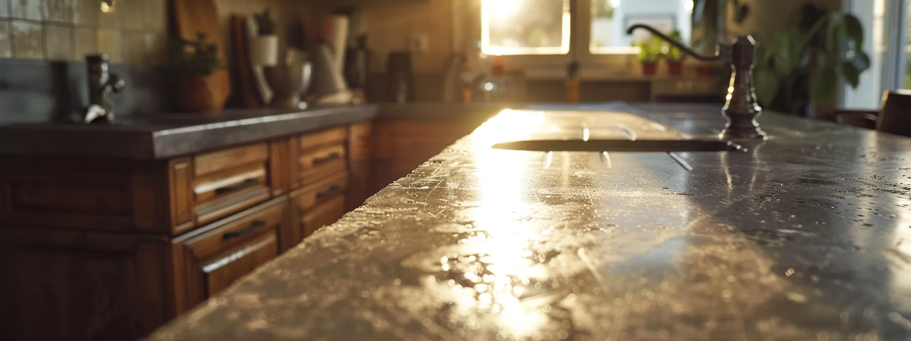 a kitchen countertop being resurfaced with new materials.