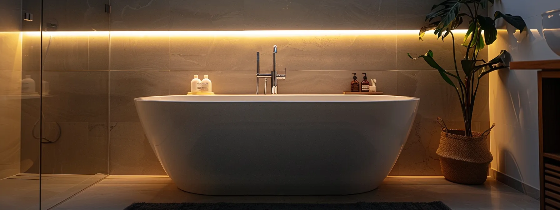 a newly refinished bathtub seamlessly integrated with modern fixtures and accessories in a beautifully remodeled bathroom.