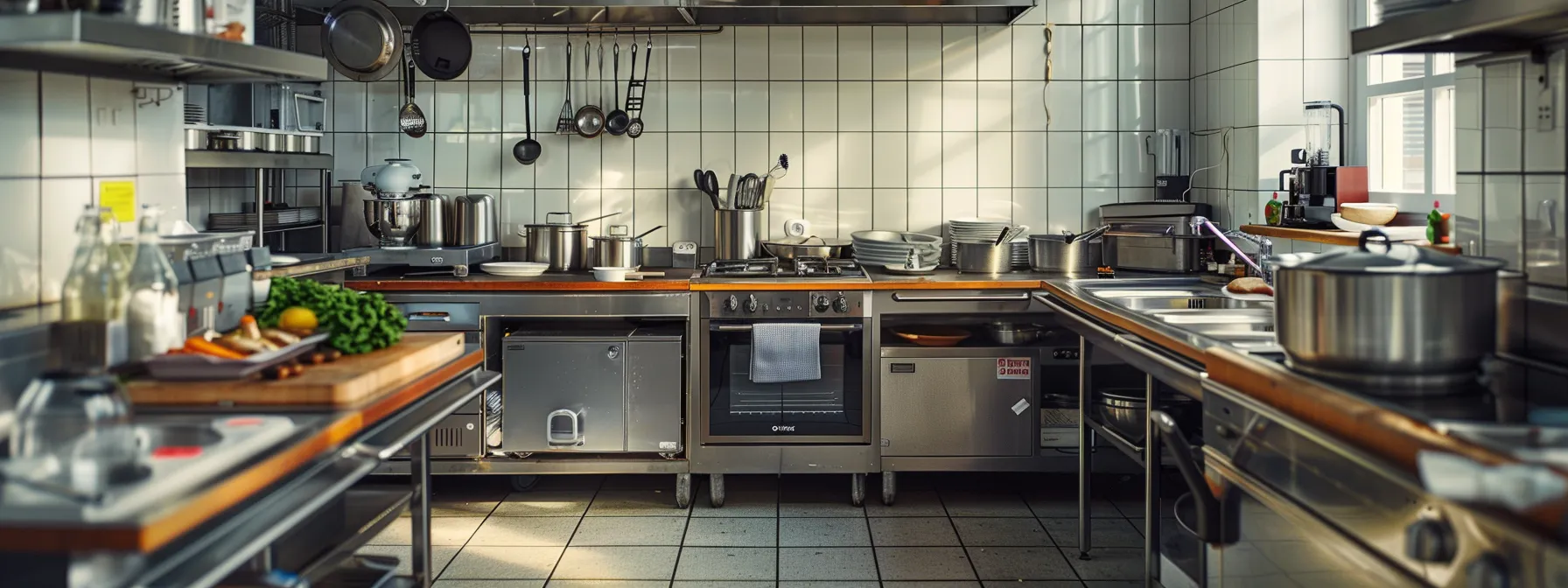 a kitchen with stainless steel appliances and a well-organized layout.