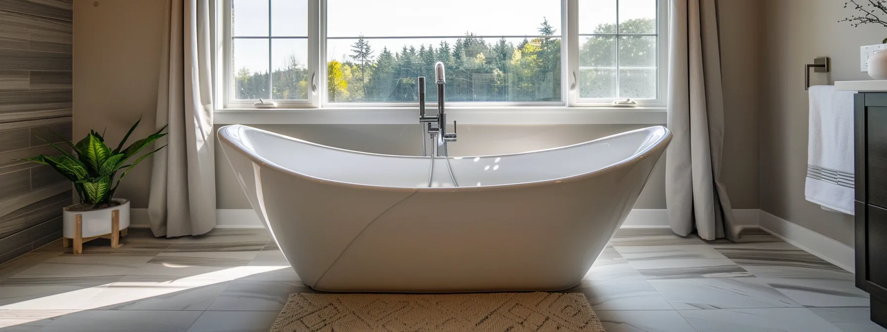 a newly refinished bathtub shines in a modern bathroom, adding value to the home.