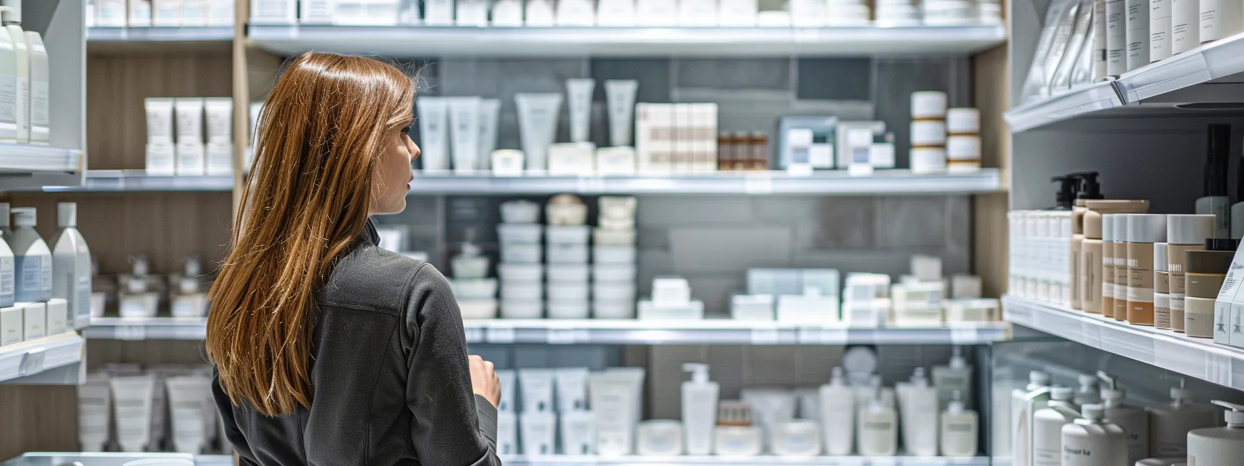 a person comparing different materials for bathroom resurfacing project in a store.