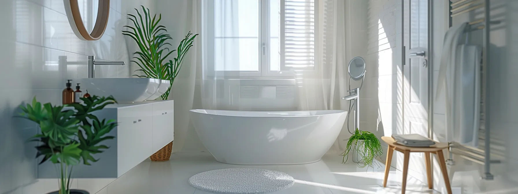 a bright white bathroom with a splash of seafoam green for a refreshing, timeless look.