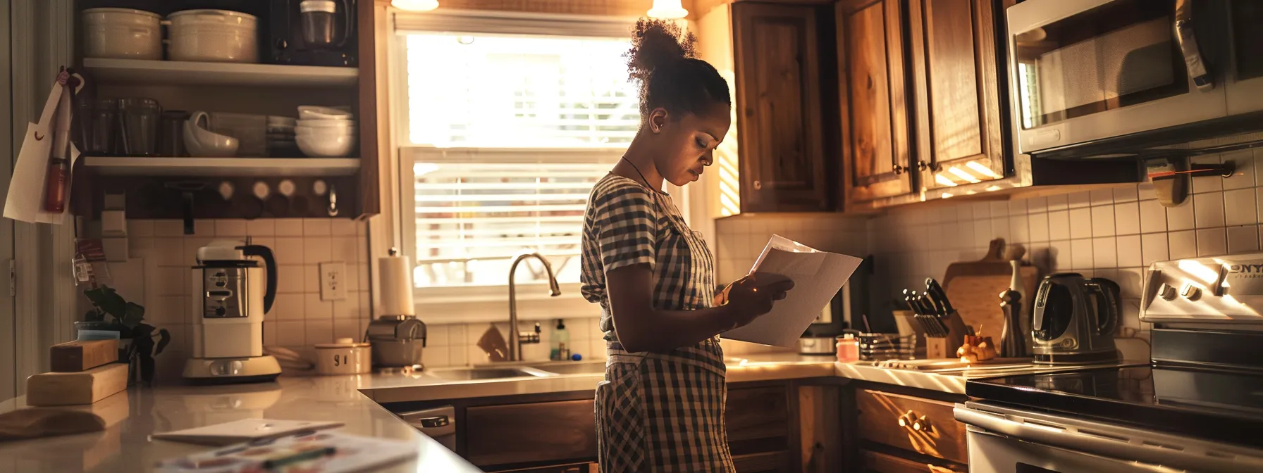 a homeowner measures the available space in the kitchen, taking careful notes and making sure to jot down all the necessary measurements.