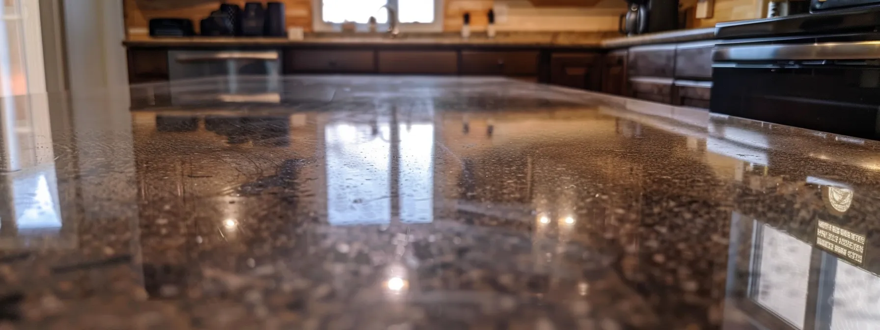 a clean, repaired, and sanded countertop ready for a transformation.