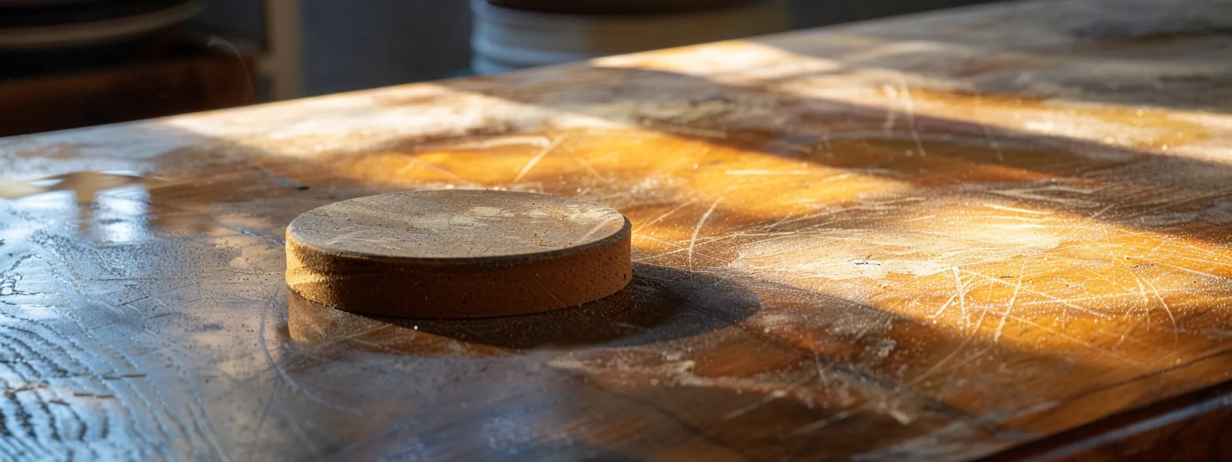 a clean, smooth benchtop surface being sanded down to create a perfect foundation for resurfacing.