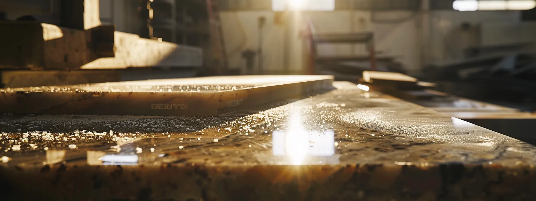 a modern, sleek marble benchtop being resurfaced, showcasing the cost-effective and transformative process.