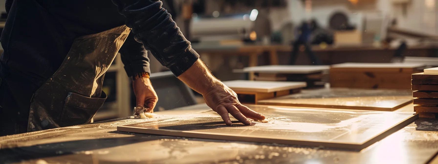 a person carefully selecting budget-friendly materials for their benchtop resurfacing project.