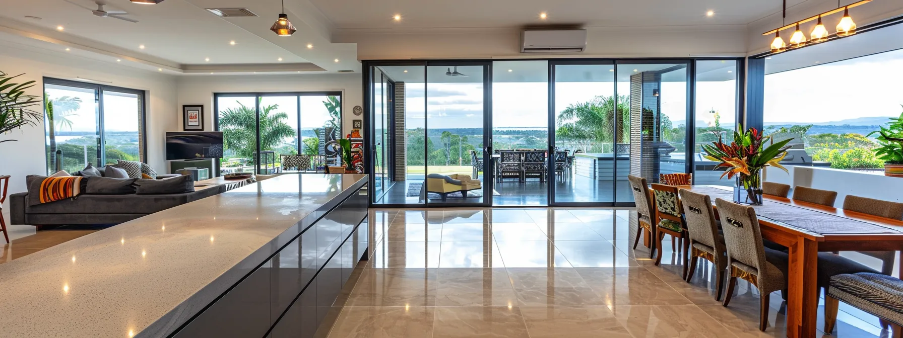 a sleek epoxy benchtop gleaming in a modern kitchen setting, elevating the space with a cohesive and stylish look.