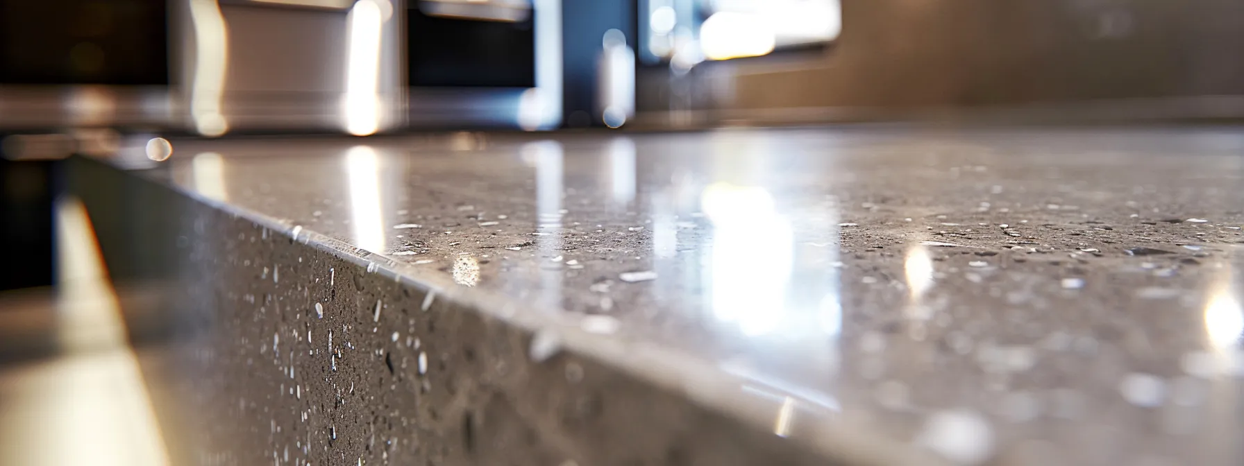 a sleek, quartz benchtop shining in a newly renovated kitchen, radiating modern elegance and sophistication.