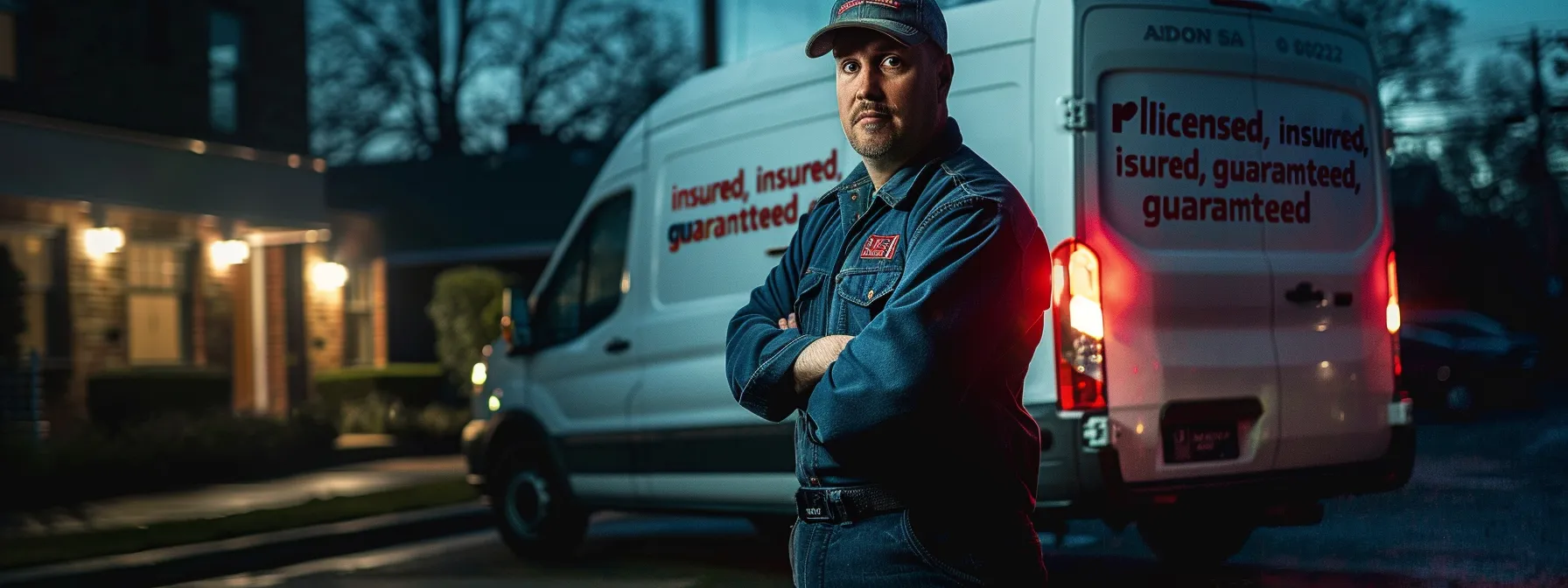 a contractor standing proudly in front of a van with 