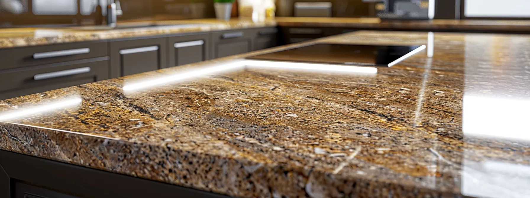 a modern kitchen with sleek, beautifully refaced cabinets complementing elegant granite countertops.