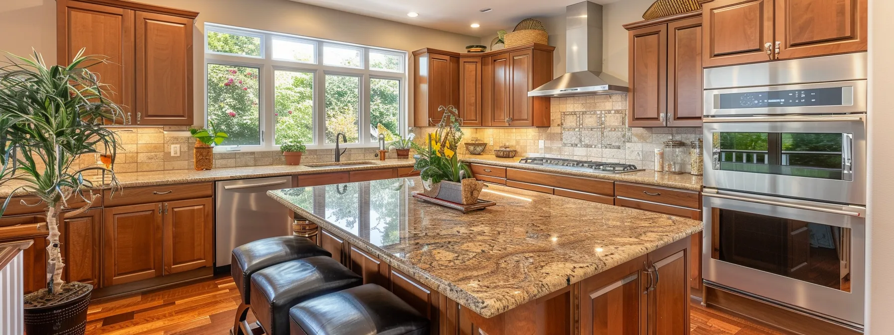 a sleek, modern kitchen with newly resurfaced countertops, showcasing a stylish and cost-effective upgrade.