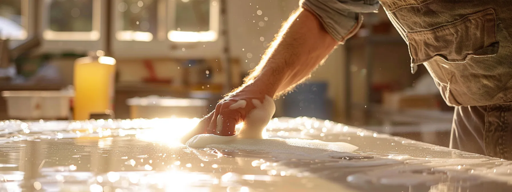 a person carefully choosing between fast-curing and eco-friendly resurfacing materials on a countertop transformation project.