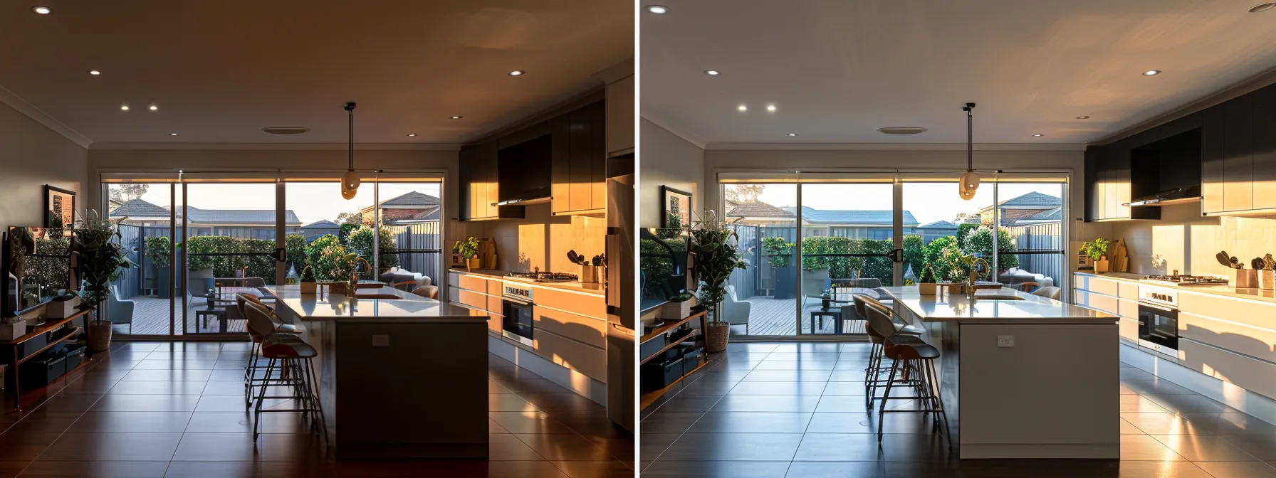 a sleek, modern kitchen featuring resurfaced benchtops with a striking before-and-after comparison to impress potential buyers.